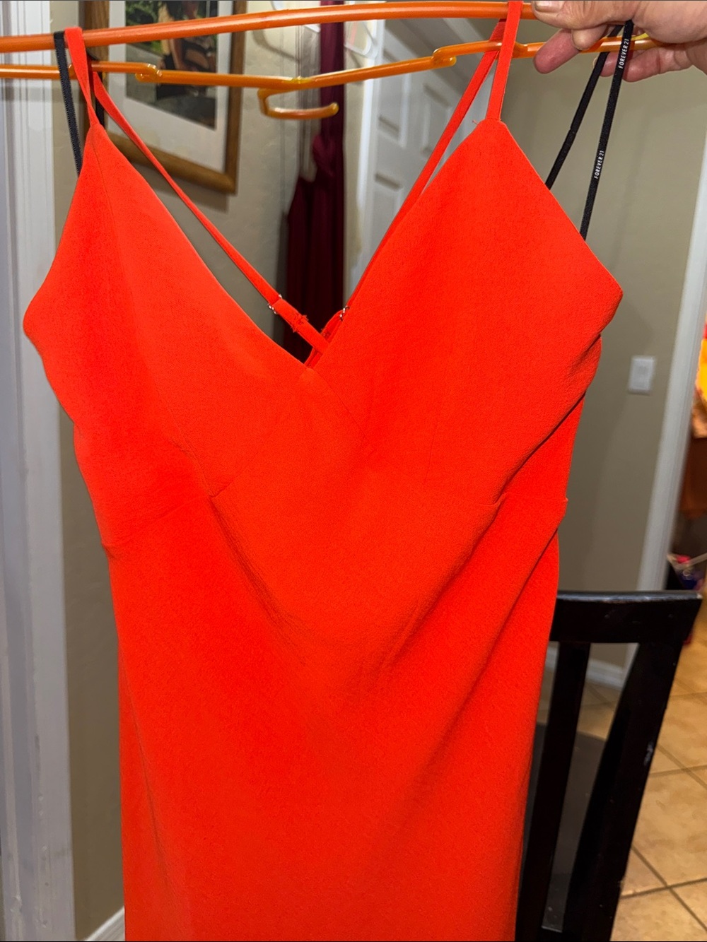 Elegant Strapless V-Neck Dress in Bright Orange